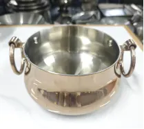 三层钢新鼓形锅 铜色