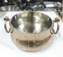 三层钢新鼓形锅 铜色