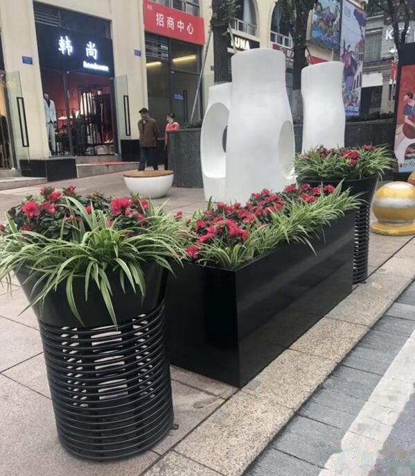 步行街户外景观花盆花箱